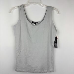 A'nue Ligne Tank Top Women Size M Blouse Platinum Color, Scoop Neck, Sleeveless